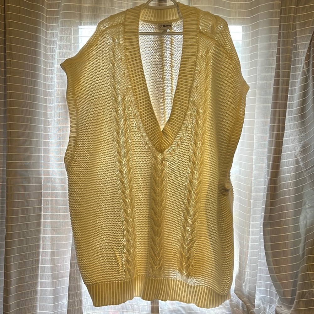 The Drop Women's Camille Cable Sweater Vest, Whisper White, 3X
